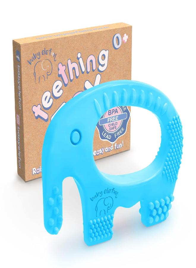 baby elefun Teething Toys for Babies Age 0 to 6 Months - Baby Elefun 5X Pain Relief Smart Teether - Zero Developmental Delay Silicone Baby Teething Toy Ring - Cute Infant Shower Gift Chew Toys for Babies - Image 5